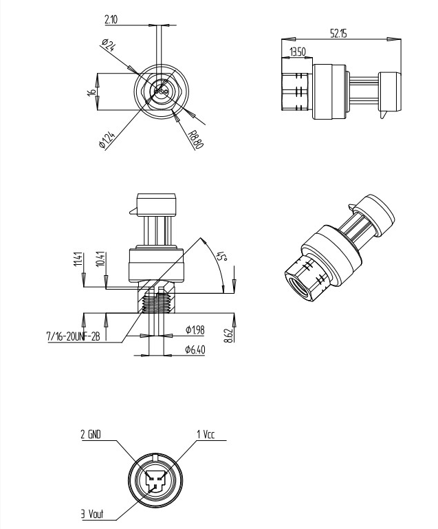 WNK HVAC حسگر فشار خنک کننده فرستنده فشار 0.5-4.5v 0